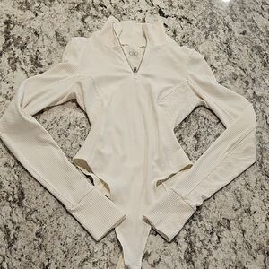 ALO Yoga Cream Ribbed Bodysuit XS